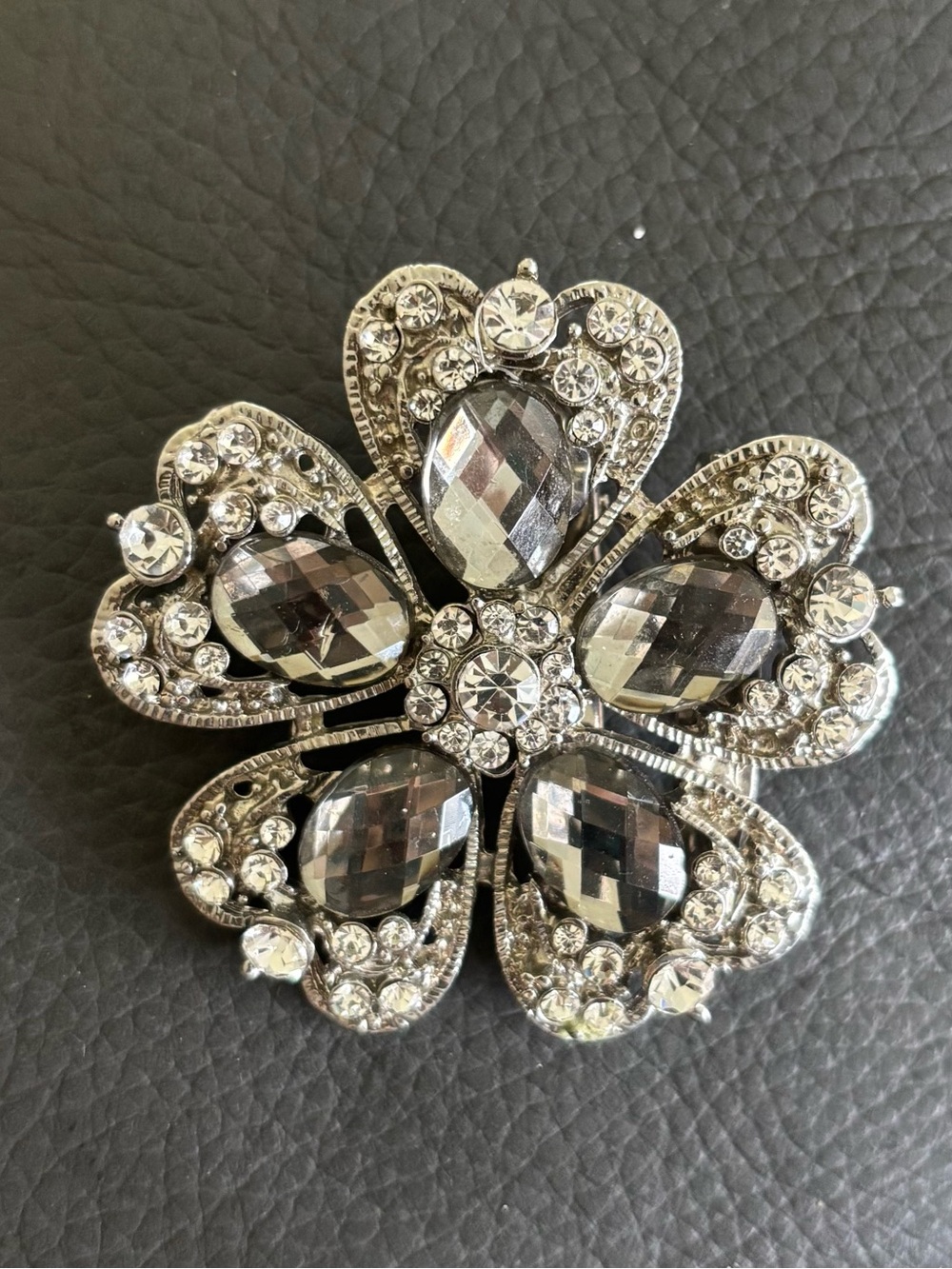 Silver Crystal Floral Brooch - Elegant Women’s Jewelry